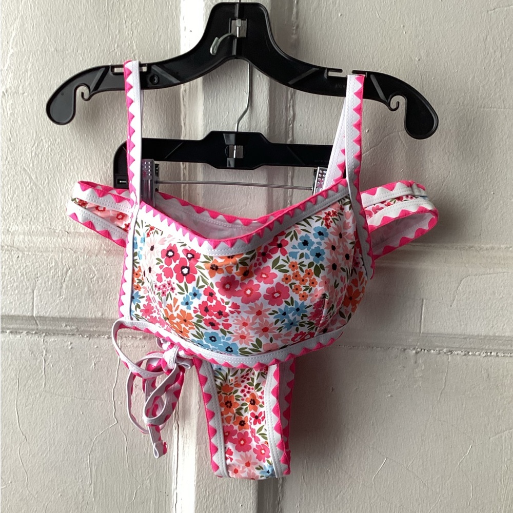 Floral Pink and White Bikini